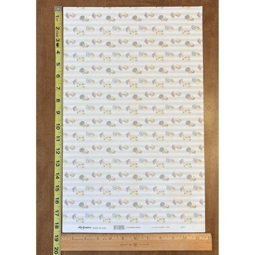 Minigraphics 2pcs Raining Ducks Louis Nichole 1988 Dollhouse Wallpaper Miniature